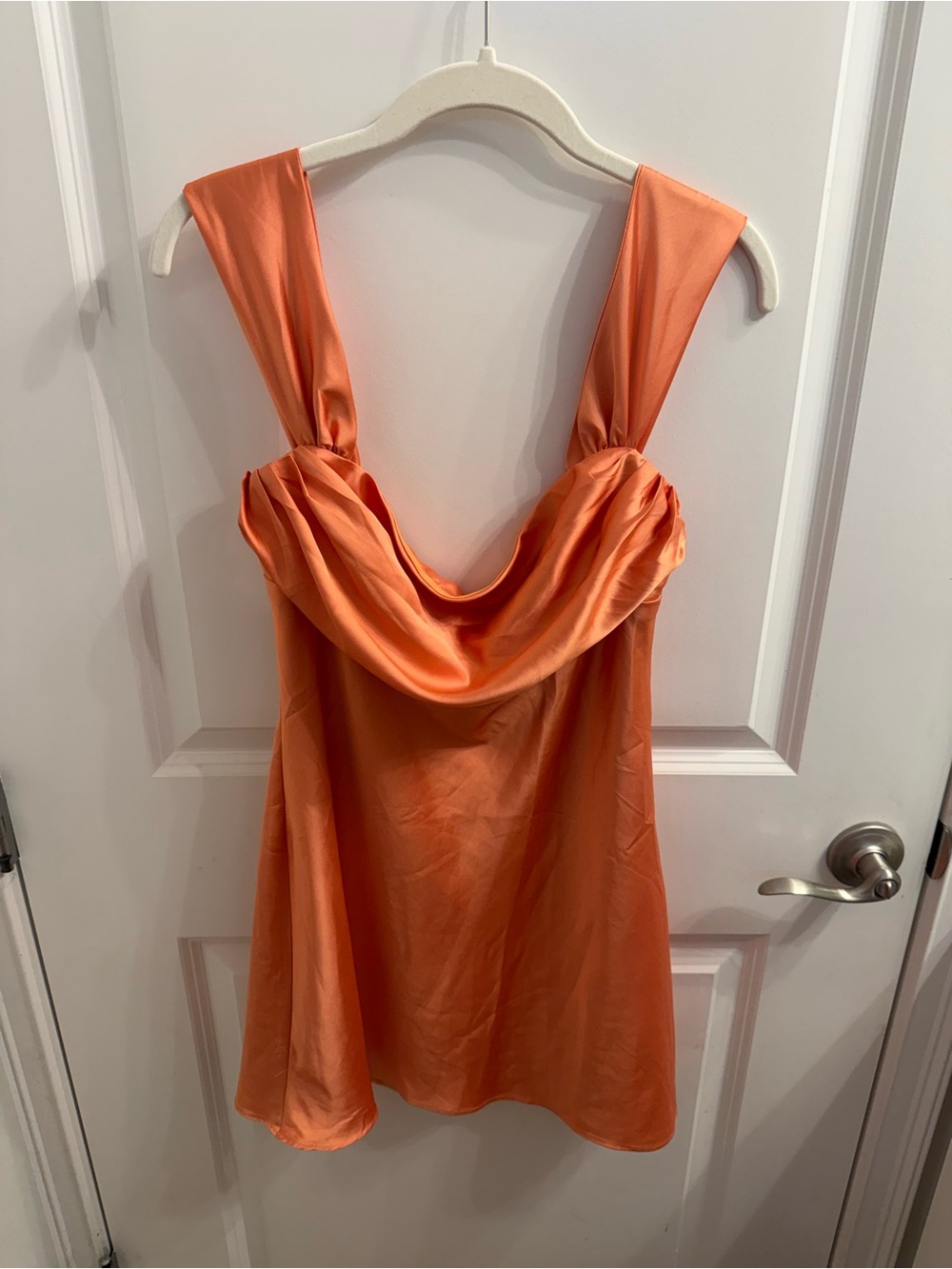 Beginning Boutique Orange Satin Cowl Mini Dress